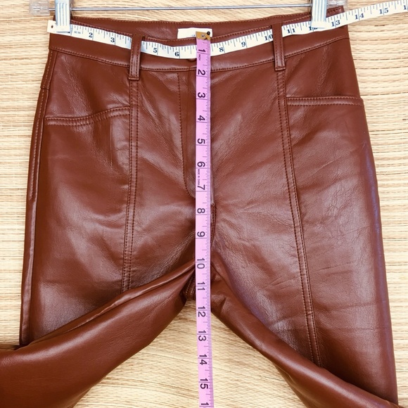 ARITZIA Wilfred Rebel High-waisted Vegan Leather pants Pants In Cognac Size 0 - Picture 13 of 14